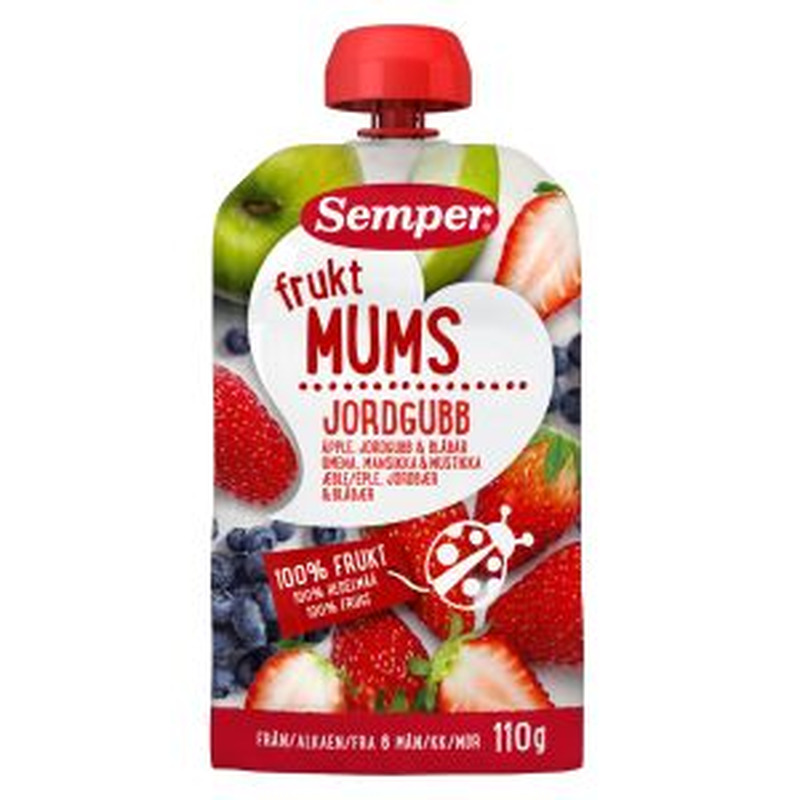 Fruktmums Puuviljapüree maasika 6+, SEMPER, 110 g