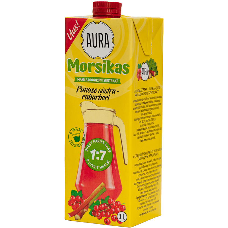 Punase sõstra-rabarberi mahlajoogikontsentraat, AURA MORSIKAS, 1 L