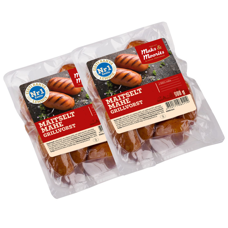 HULGI Grillvorstid maitselt mahedad 2 tk, MAKS&MOORITS, 2 x 900 g