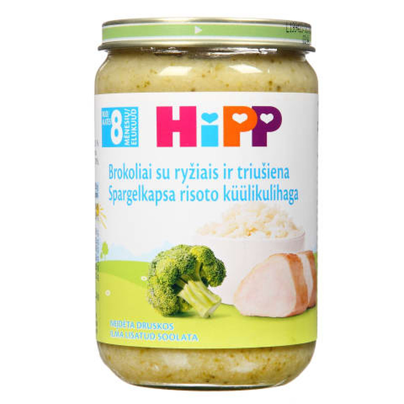 Püree Hipp risoto-spargelkapsas-küülikuliha alates 8.kuust 220g