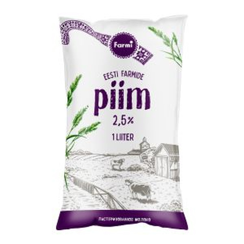 Farmi piim 2.5% 1L kilepakk