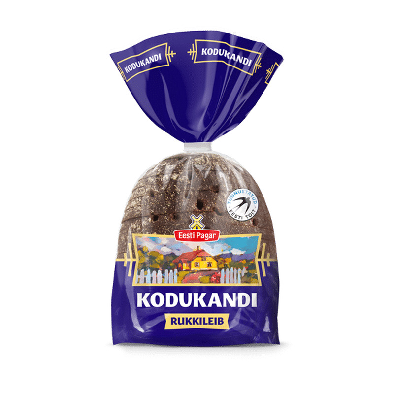 Kodukandi rukkileib 1/2 viilutatud, EESTI PAGAR, 390 g