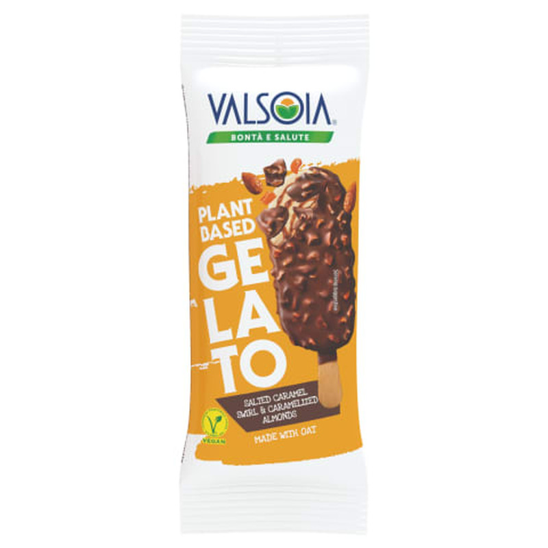 Soolakaramellijäätis krõmpsuvate karamelliseeritud pähklitega Valsoia vegan 80g/110ml