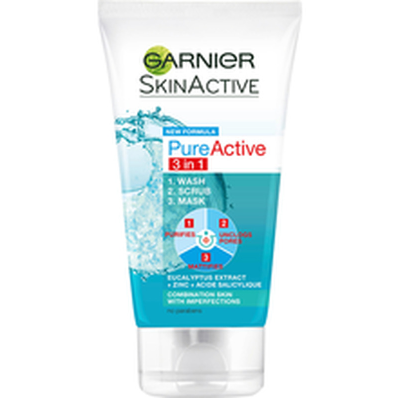 Näokoorija Skin Active Pure Active 3in1 150 ml