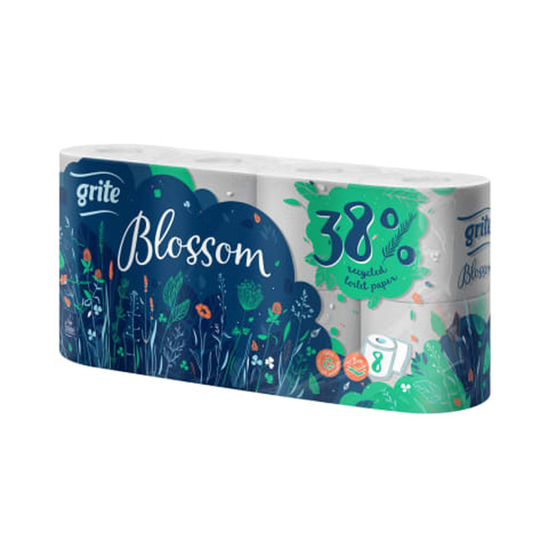 Tualettpaber Grite Blossom 3-kihiline 8 rulli