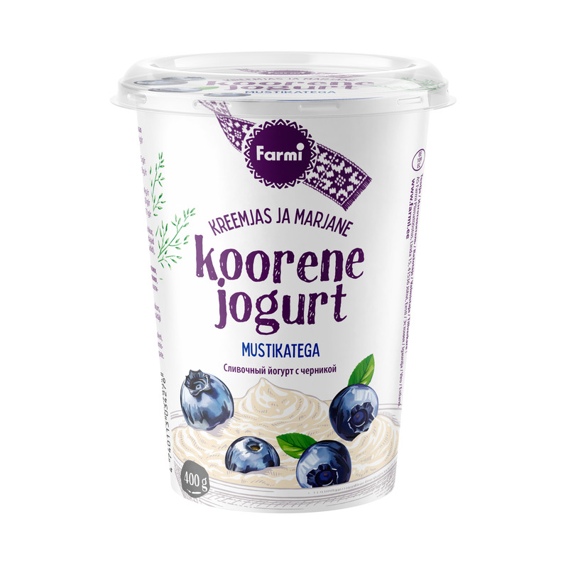 Koorene jogurt mustikatega, FARMI, 400 g