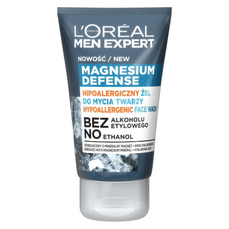 Hüpoallergeenne puhastusaine LOreal Men Expert Magnesium Defense tundlikule näonahale 100ml