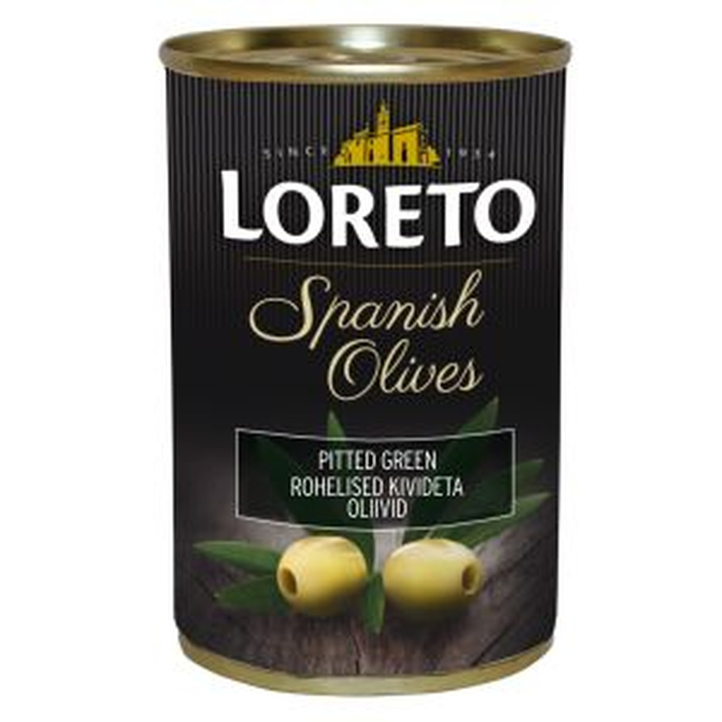 Rohelised oliivid kivideta, LORETO, 300 g bruto