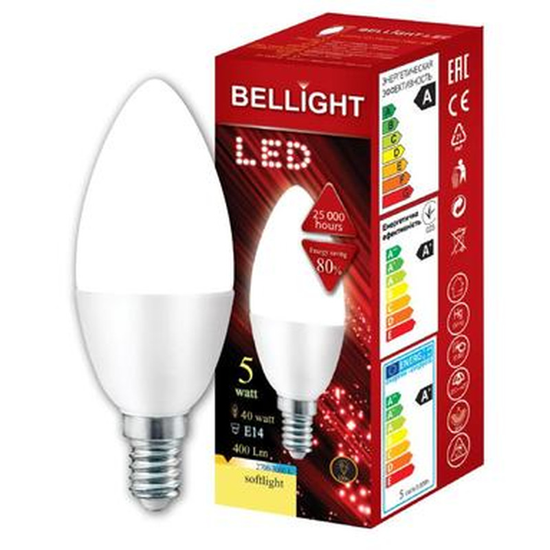 BELLIGHT LED pirn 5W E14 2700-3000K 400lm (küünal)