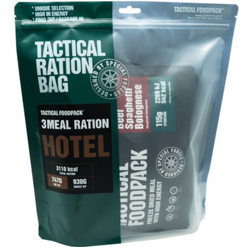 TACTICAL FOODPACK 3 toidukorraga ratsioon Hotel 747g