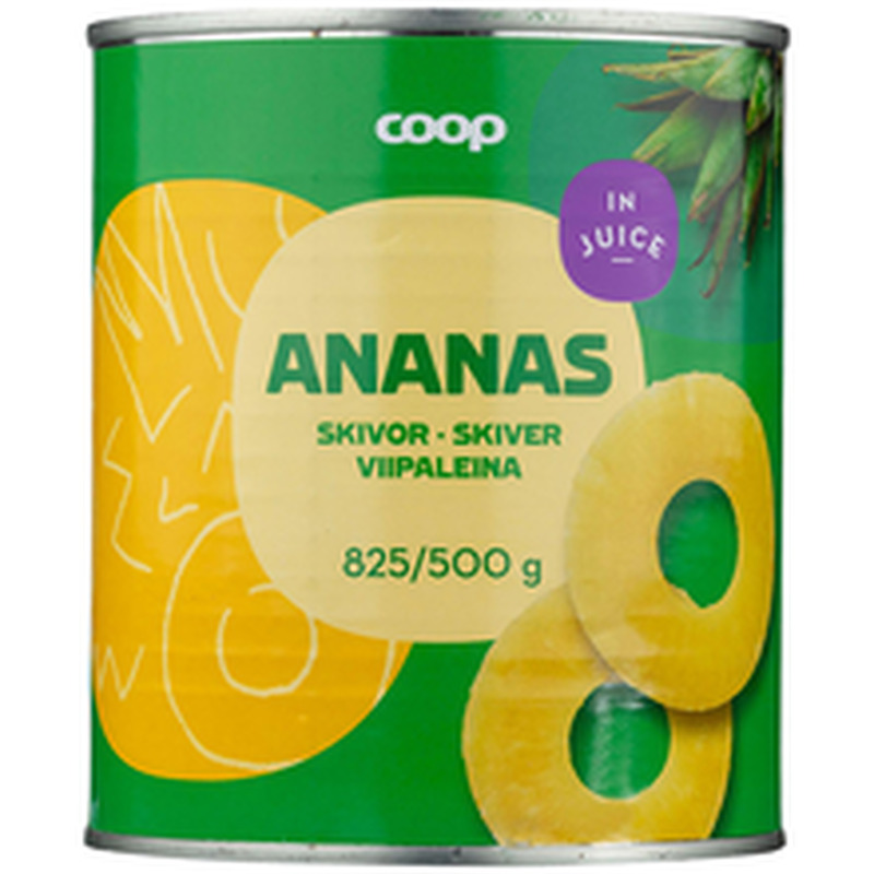 Coop ananassiviilud ananassimahlas 825/500g