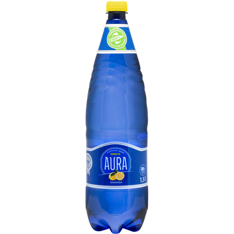 Gaseeritud vesi sidrunimaitseline, AURA, 1,5 L