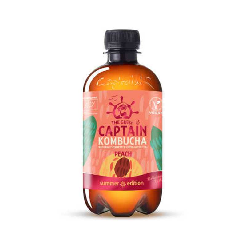 Kombucha jook Captain Kombucha virsiku öko 0,4l PET