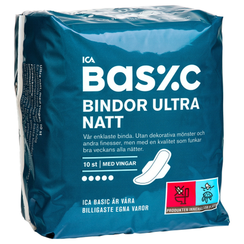 Hügieenisidemed ICA basic ulra night tiibadega 10tk