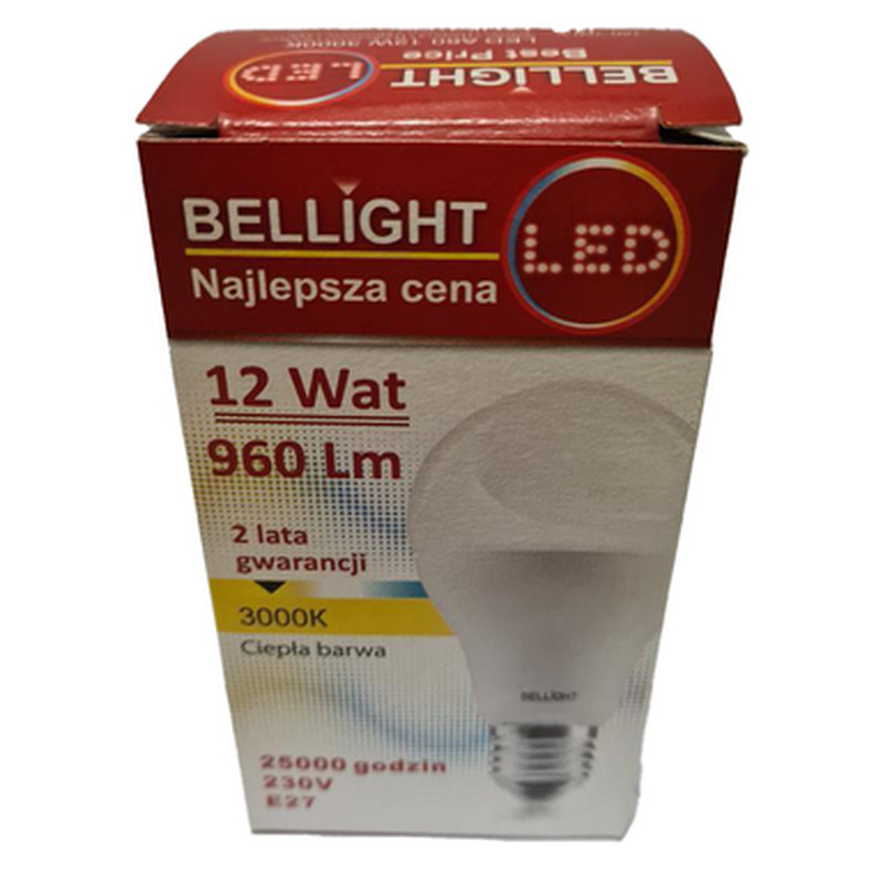 BELLIGHT LED pirn E27 12W 3000K A60