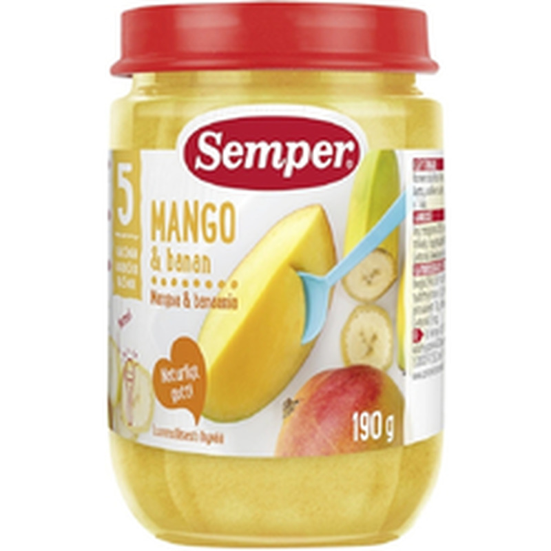 Semper mango-banaani püree 190 g, alates 5-elukuust