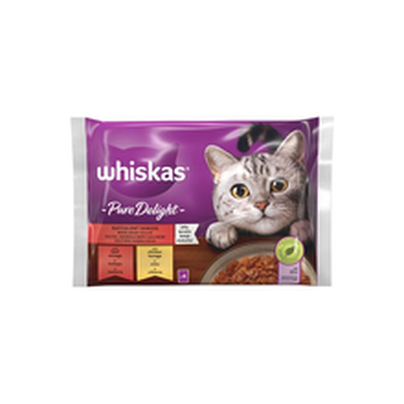 Kiisueine Pure Delight lihavalik tarrendis 4x85g, WHISKAS, 340 g