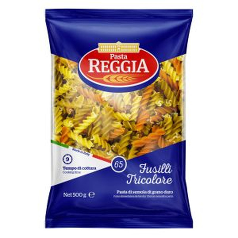 Reggia Fusilli Tricolori durum 500g värviline spiraal