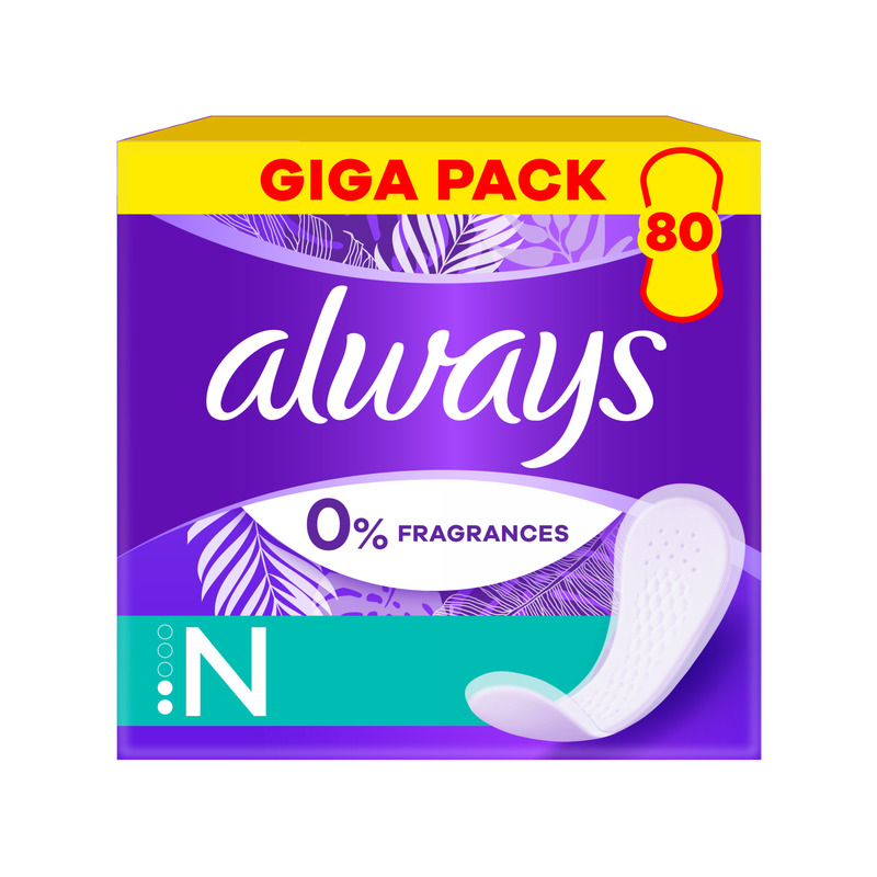 Always Daily Fresh Normal Pesukaitsmed, 0% Lõhna- ja Värvaineid, 80 tk