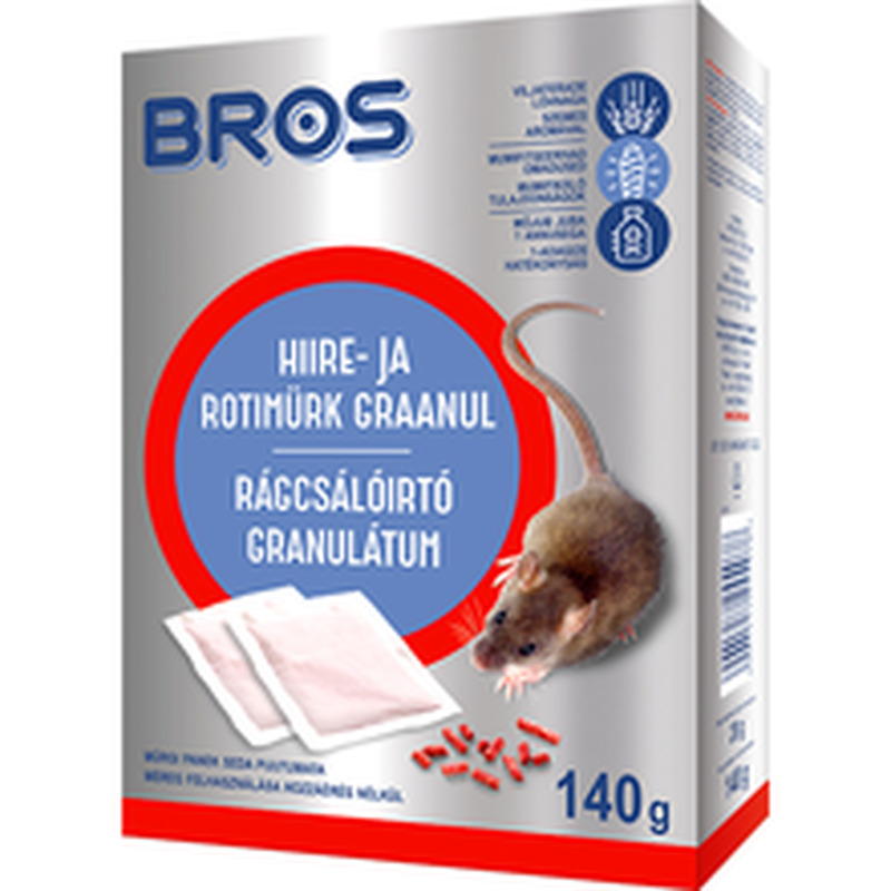 Hiire- ja rotimürk graanulitena, BROS, 140 g