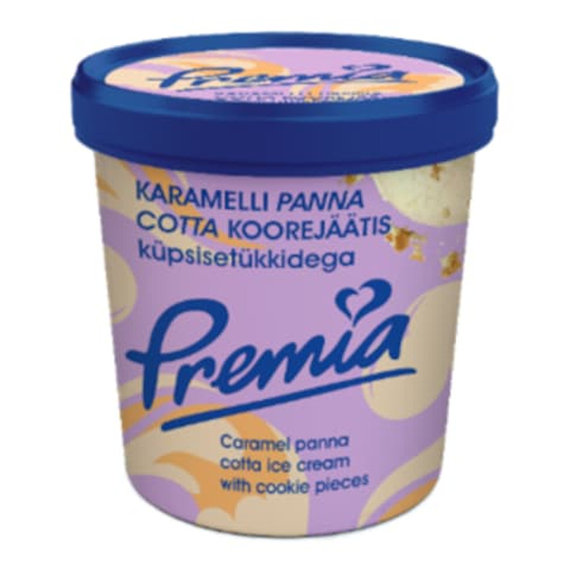 Koorejäätis karamelli panna cotta ja küpsisetükkidega Premia 245g/0,5l