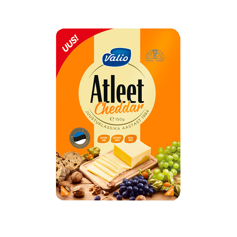 Juust Atleet Cheddar viilutatud, VALIO, 150 g