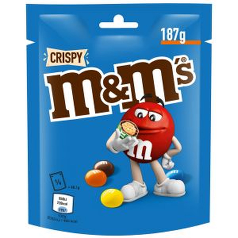 M&M's Crispy piimašokolaad värvilises glasuuris 187g