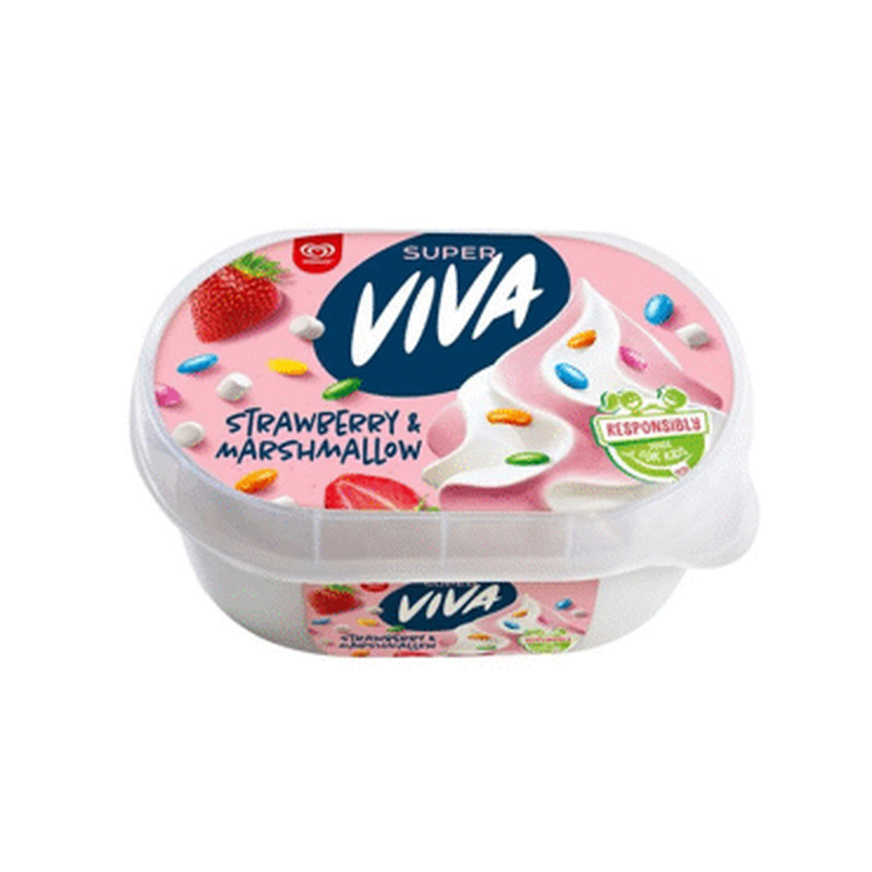 Maasika ja suhkruvatimaitseline jäätis, SUPER VIVA, 442,5 g