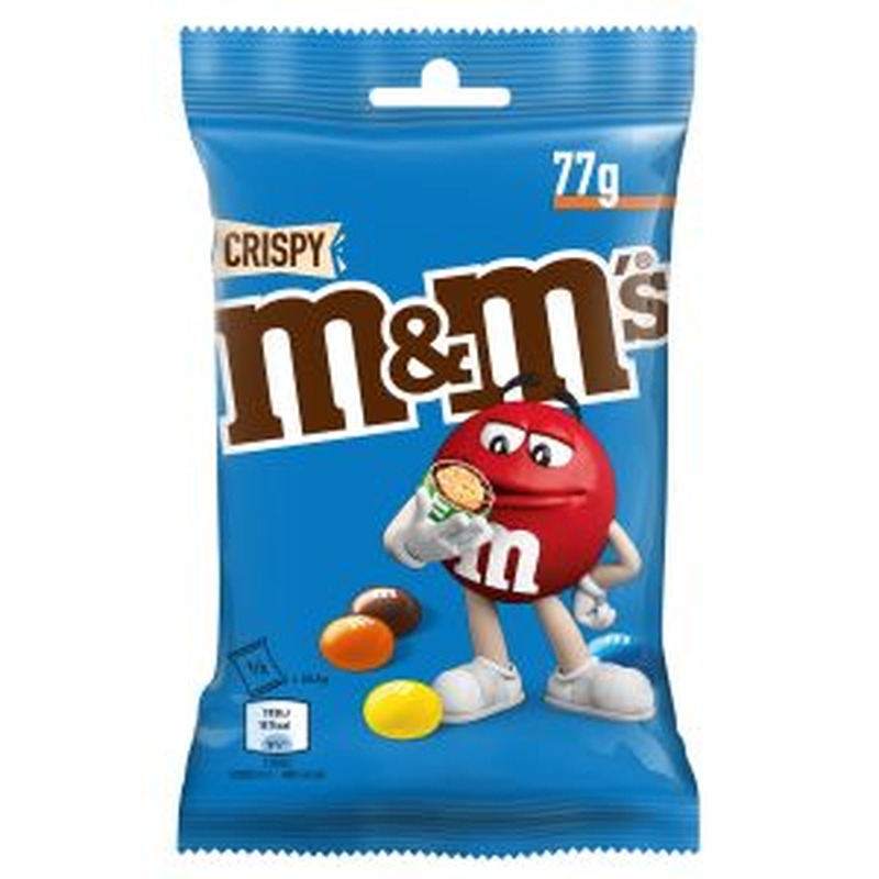 M&M's Crispy piimašokolaad värvilises glasuuris 77g