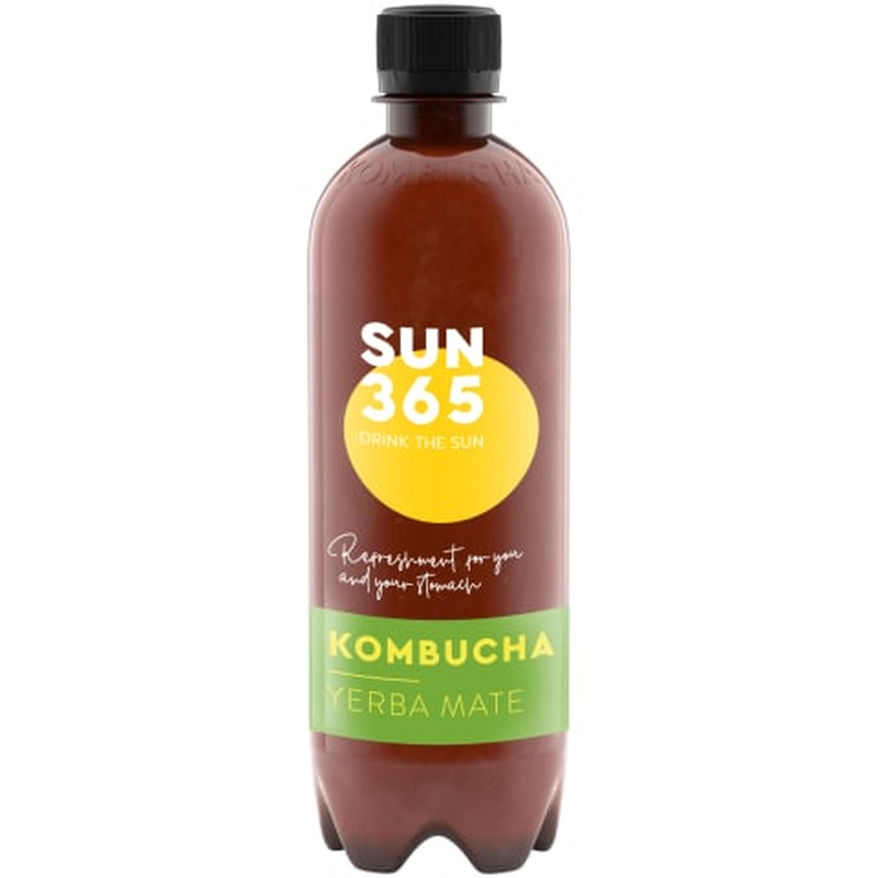 Naturaalselt karboniseeritud teejook Sun365 Kombucha Yerba mate Öko 0,5l