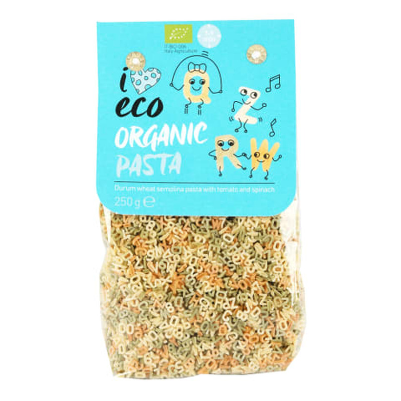 Makaronid Tricolor Alphabet I Love Eco 250g