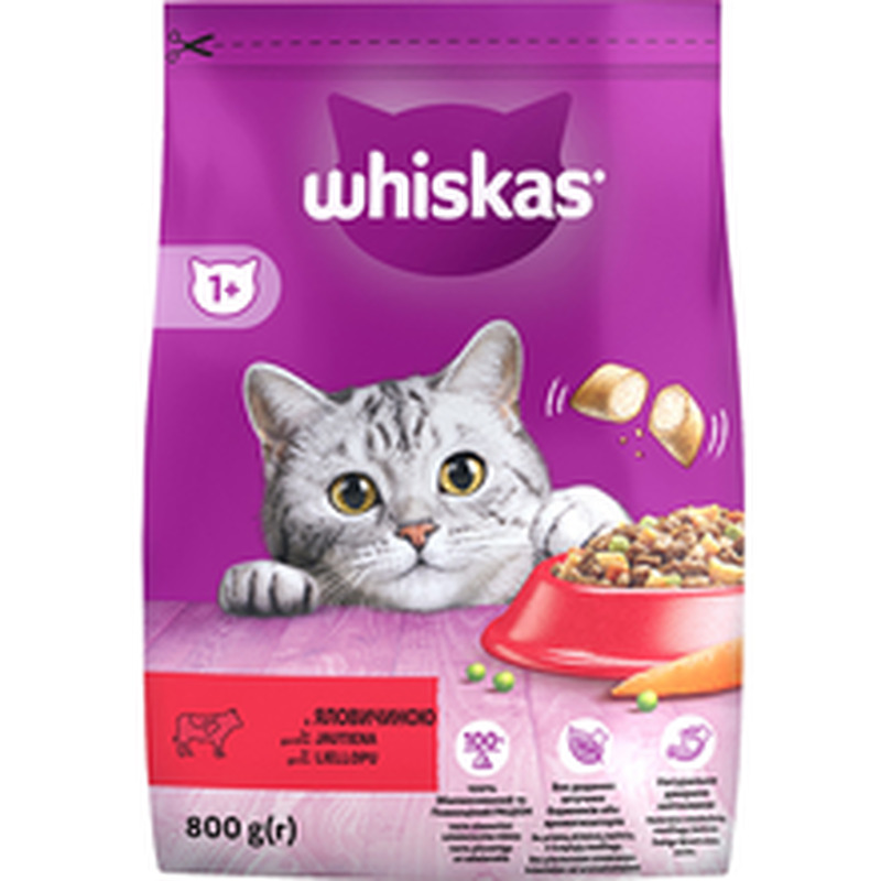 Whiskas kuivtoit täiskasvanud kassidele loomalihaga 800g