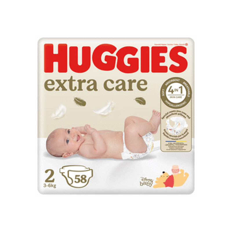 Mähkmed HUGGIES Extra Care 2, 3-6kg 58tk