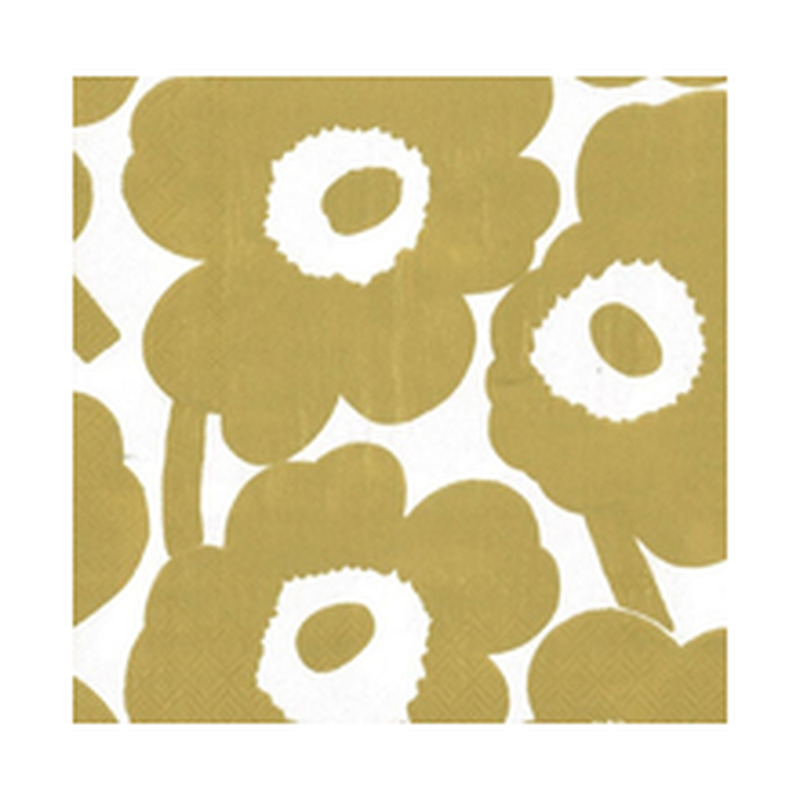 Marimekko salvrätik kuldsed lilled 25cm 20tk