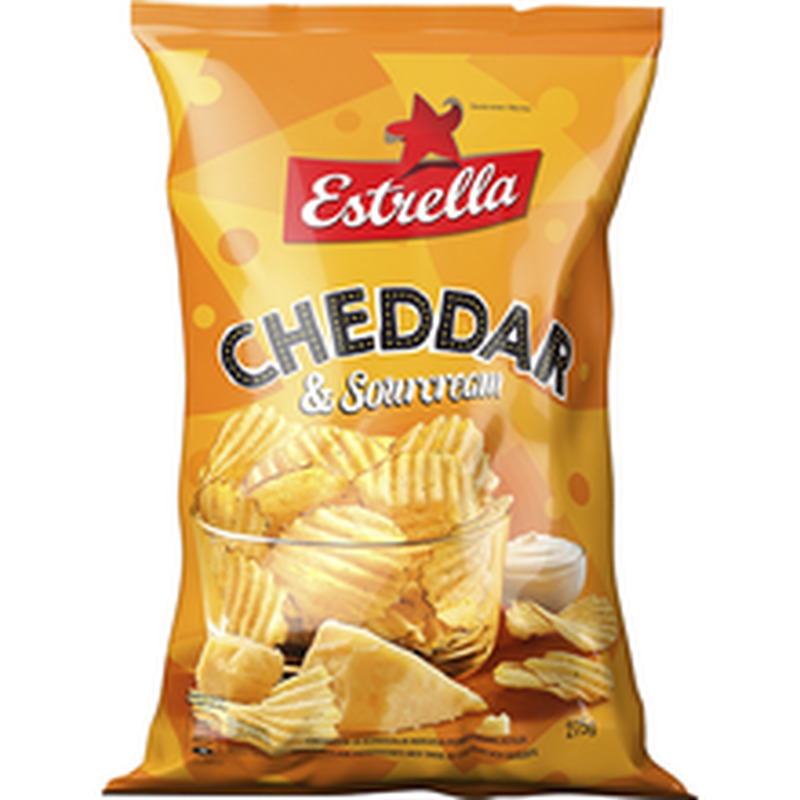 Estrella Cheddari- ja hapukooremaitselised kartulikrõpsud 275 g