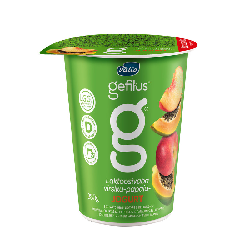 Jogurt virsiku-papaia 2% Gefilus, VALIO, 380 g