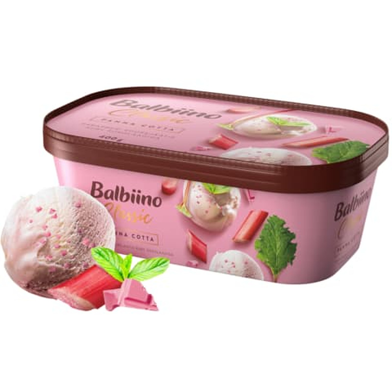 Koorejäätis Panna cotta ja rabarberi šokolaaditükkidega Balbiino Classic 0,7l/400g