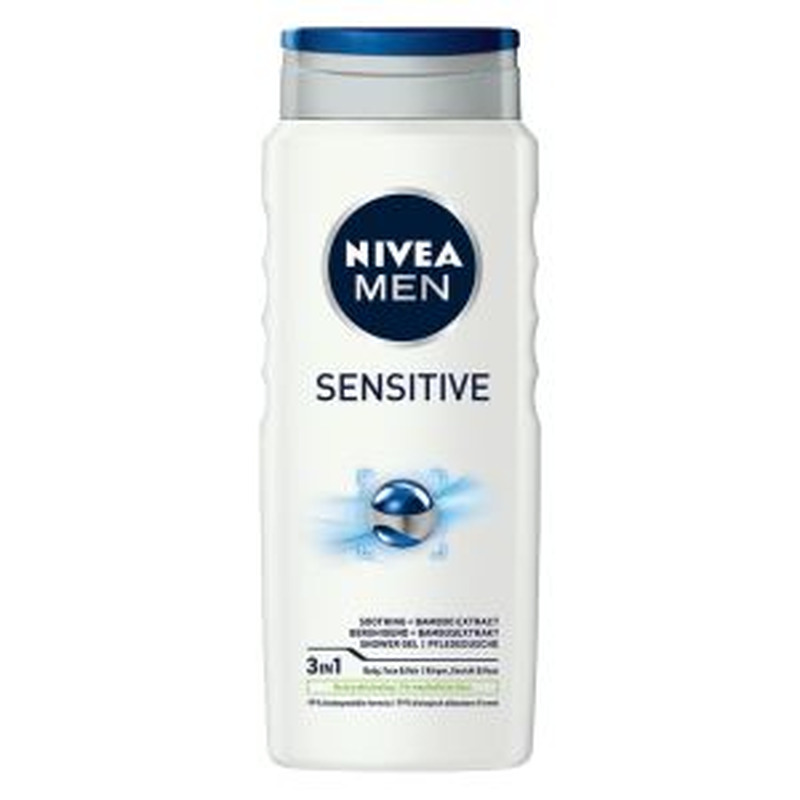 Dušigeel Sensitive, meestele, NIVEA, 500 ml