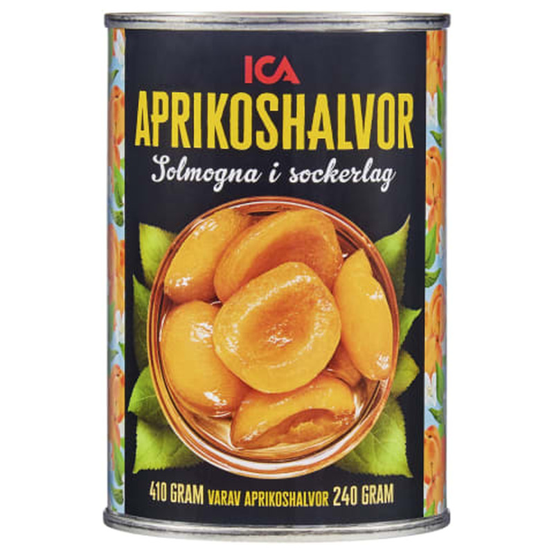 Aprikoosipooled siirupis ICA 410g