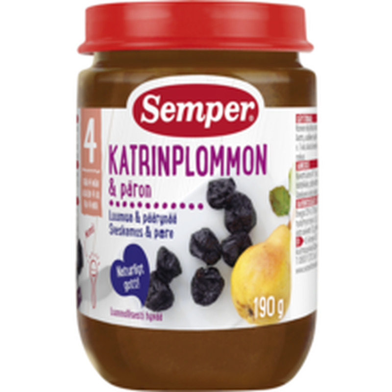 Semper ploomi-pirni-õunapüree 190g, alates 4-elukuust