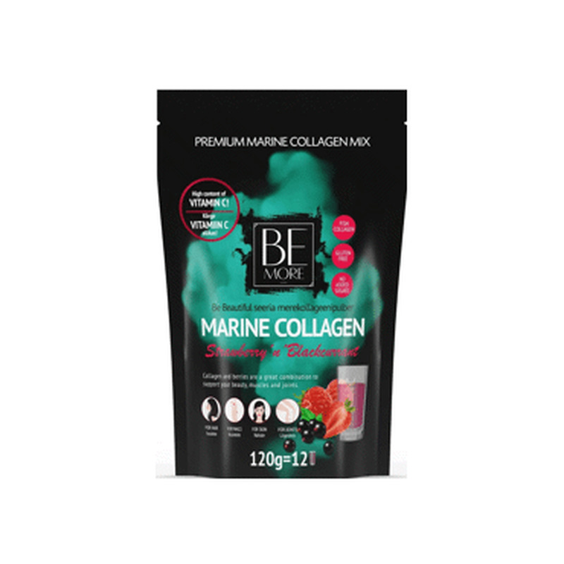 Marine Collagen Strawberry 'n' Blackcurrant, BE MORE, 120 g