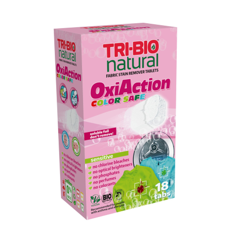 Plekieemaldus tabletid Tri-Bio Oxi-action color 18tk