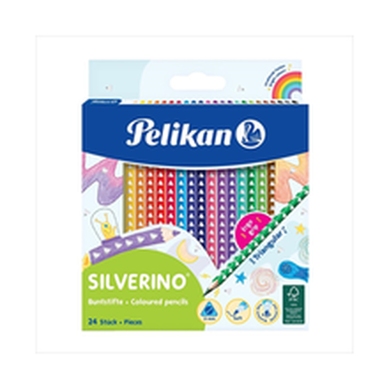 Värvipliiats 24 värvi  Pelikan Silverino kolmn. SOFT peenike