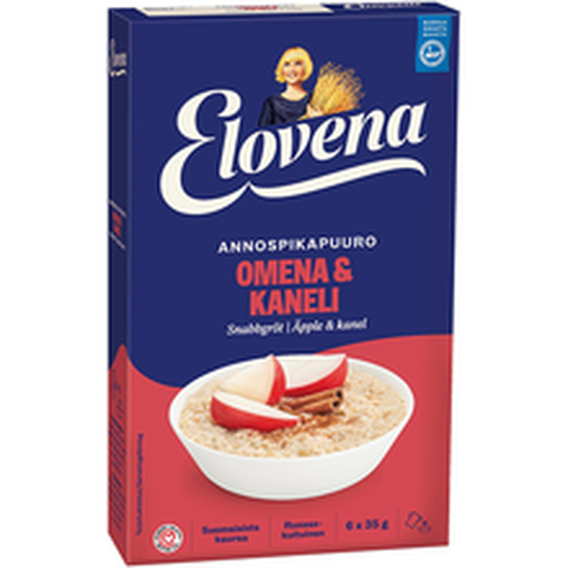 Elovena õuna-kaneeli-kiirpudruportsjonid 6 × 35 g