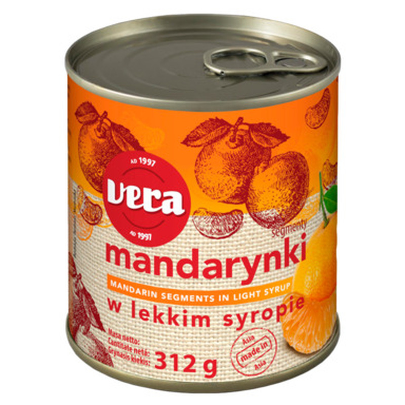 Mandariinilõigud kerges siirupis EO, VERA, 312g