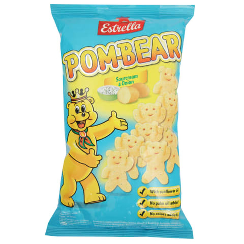 Kartulikrõpsud hapukoore ja sibula maitselised Pom-Bear, ESTRELLA, 65 g