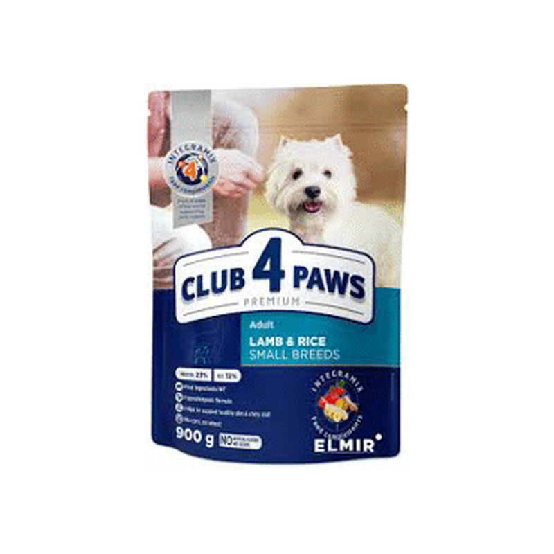 Koera kuivtoit CLUB 4 PAWS lamb-riis900g