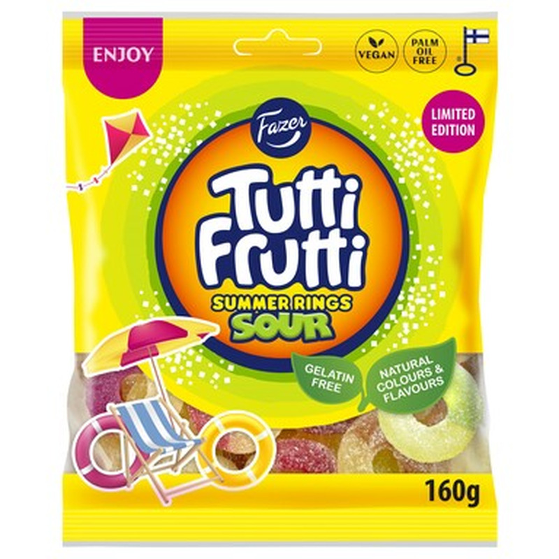 Summer Rings hapud kommikott, TUTTI FRUTTI, 160 g