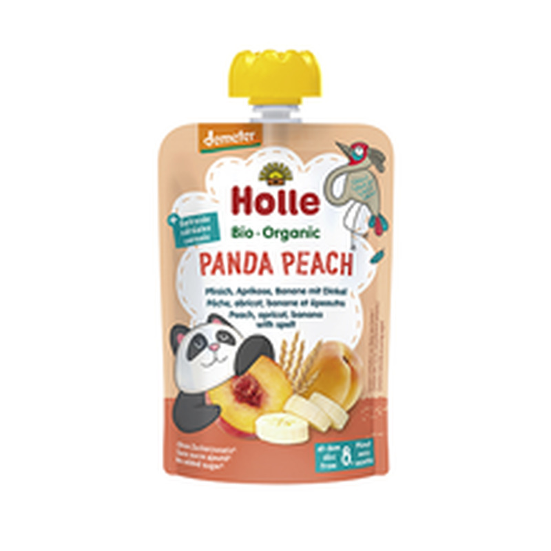 Virsiku-aprikoosi banaanipüree speltaga (Panda Peach), HOLLE, 100 g