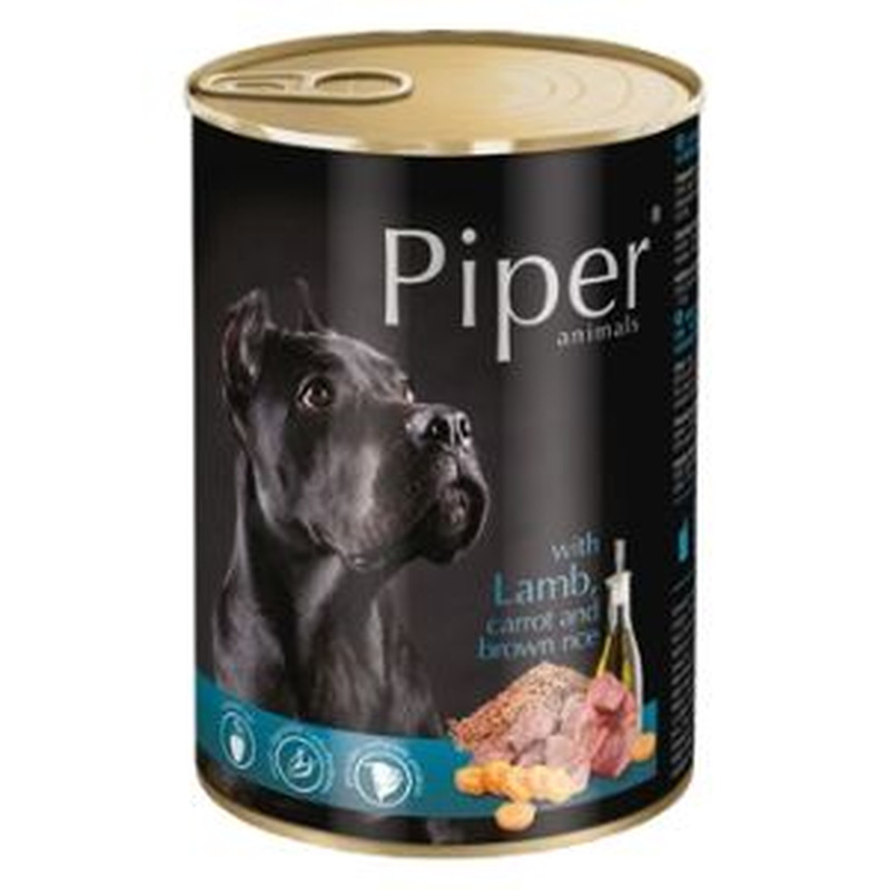 Konserv koertele lambaliha, porgandi ja pruuni riisiga, PIPER, 400 g